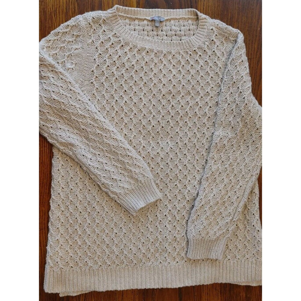 Lagenlook Vine & Leaf Pattern TALBOTS Pullover Crew Sweater SSplit WOOLBLEND XLP